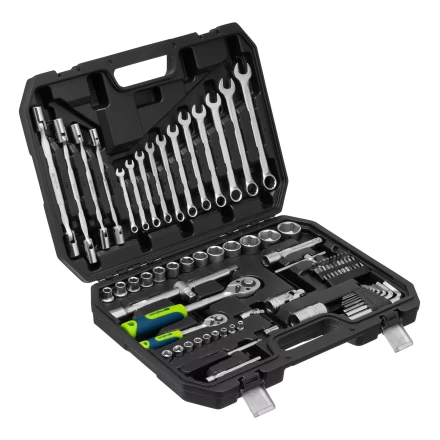 Набор инструментов Сибртех 13396 , 1/2", 1/4", пластиковый кейс 89 предметов купить в Надыме