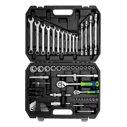 Набор инструментов Сибртех 13396 , 1/2", 1/4", пластиковый кейс 89 предметов купить в Надыме