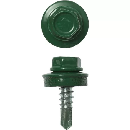 Саморезы ЗУБР "ПРОФЕССИОНАЛ" окраш., RAL 6002 зелен. лист, для крепл. кров. матер. к металл. констр., 5.5x19мм, 500шт 4-300315-55-019-6002 купить в Надыме