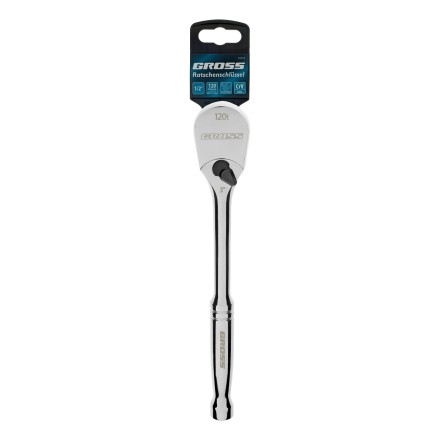 Ключ-трещотка 1/2&quot; Gross 14052, CrV, 120 зубьев, цельнометаллический, хром купить в Надыме