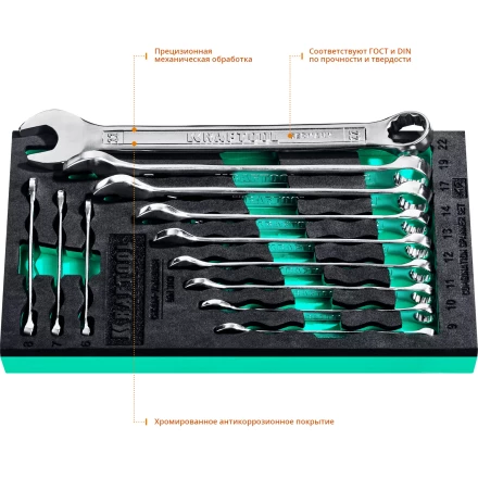 Наборы ключей комбинированных KRAFTOOL, Cr-V, DIN 3110, в EVA-ложементе 27079-H12E купить в Надыме
