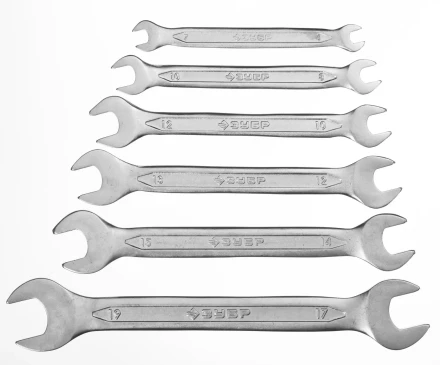Набор ЗУБР "МАСТЕР": Ключ гаечный рожковый, Cr-V сталь, хромированный, 6-19мм, 6шт 27010-H6 купить в Надыме