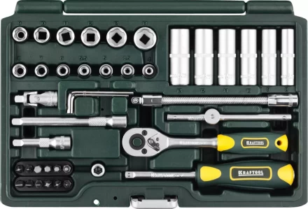 Набор KRAFTOOL "EXPERT QUALITAT": Торцовые головки "SUPER LOCK" с присоединит квадратом, 1/4", 42 предмета 27885-H42_z02 купить в Надыме