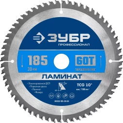 ЗУБР Ламинат, 185 х 30 мм, 60Т, пильный диск по ламинату, Профессионал (36930-185-30-60)