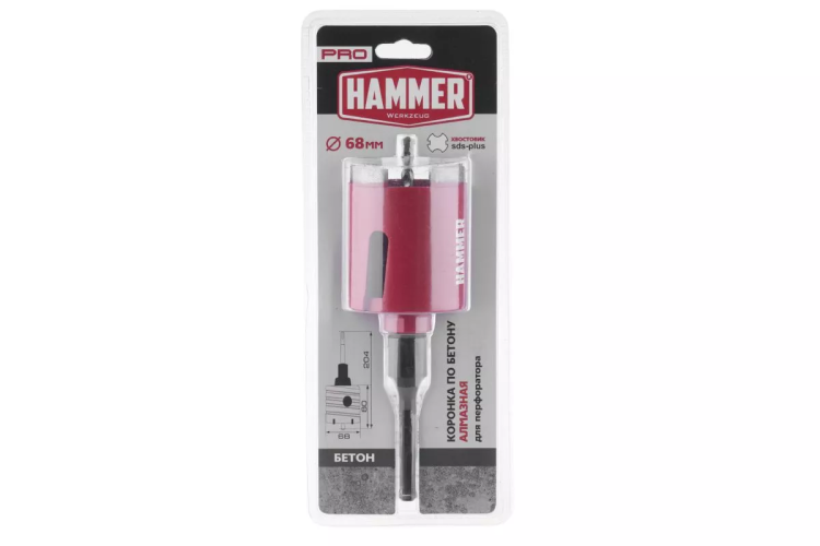 Коронка алмазная HAMMER Ф 68мм (242-503) купить в Надыме