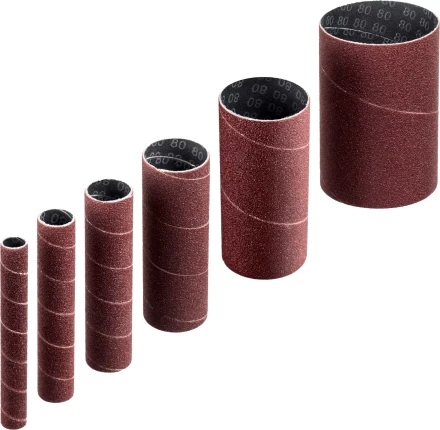 ЗУБР набор 6 шт: 13, 19, 26, 38, 51, 76 мм, высота 115 мм, Р80, втулки шлифовальные для станка СШО-500 МАСТЕР (35649-H6-80) купить в Надыме