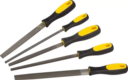 Набор STAYER "PROFI": Напильники с двухкомпонентной рукояткой,плоский,полукруглый,трехгран,квадратный,круглый,№2,200мм 1682-20-H5_z01 купить в Надыме