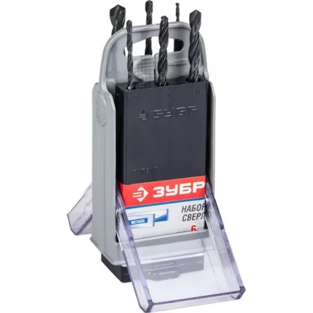 Набор ЗУБР "ТЕХНИК": Свёрла по металлу парооксидированных, быстрорежущая сталь, 2, 3, 4, 5, 6, 8мм, 6шт в супер боксе 4-29605-H6-SB купить в Надыме