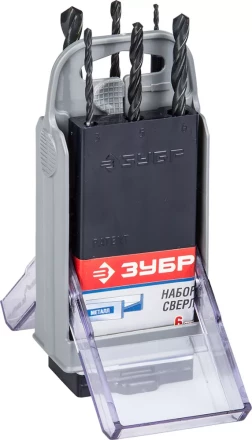 Набор ЗУБР "ТЕХНИК": Свёрла по металлу парооксидированных, быстрорежущая сталь, 2, 3, 4, 5, 6, 8мм, 6шт в супер боксе 4-29605-H6-SB купить в Надыме