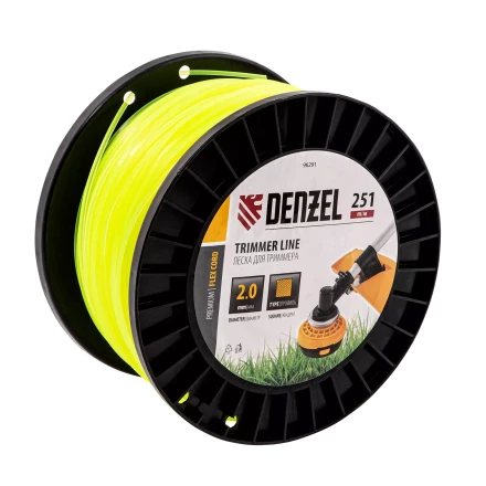 Леска для триммера квадрат, 2,0мм х 251м, на DIN катушке FLEX CORD// Denzel 96291 купить в Надыме