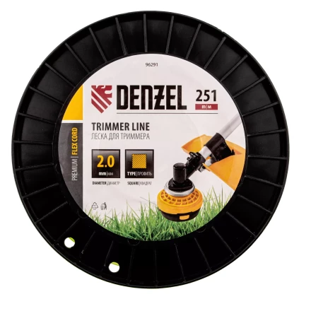 Леска для триммера квадрат, 2,0мм х 251м, на DIN катушке FLEX CORD// Denzel 96291 купить в Надыме