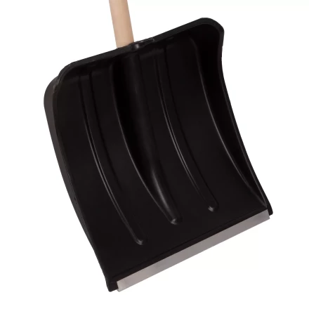 Лопата для уборки снега пластиковая, 380х385х1420 мм, оцинк. планка, деревянный черенок Россия 6157453 купить в Надыме