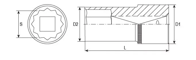 Головка торцевая 12-гранная глубокая 1/2"DR 14 мм S04HD4714 Jonnesway 49144 купить в Надыме
