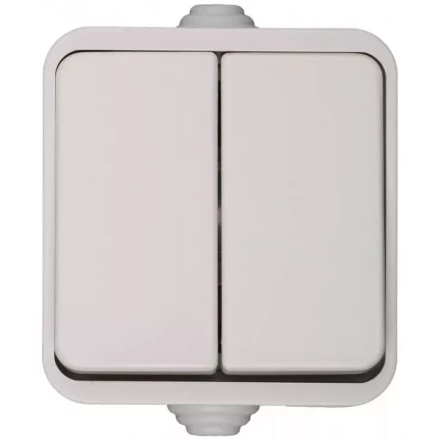 Выключатель СВЕТОЗАР БАТТЕРФЛЯЙ двухклавишный, цвет белый, 10А/~250В SV-54334-W купить в Надыме