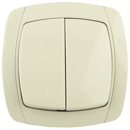 Выключатель СВЕТОЗАР "CITY LIGHT" двухклавишный в сборе, бежевый, 10А/~250В SV-54234-B купить в Надыме