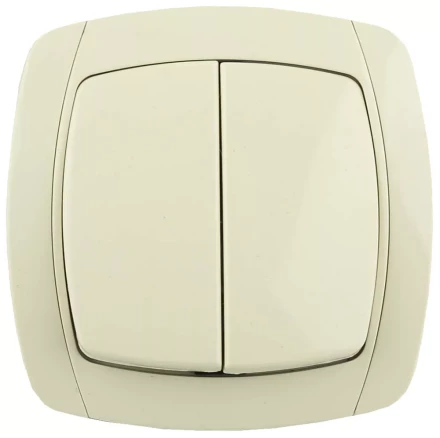 Выключатель СВЕТОЗАР "CITY LIGHT" двухклавишный в сборе, бежевый, 10А/~250В SV-54234-B купить в Надыме