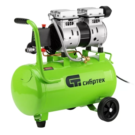 Компрессор безмаслянный малошумный Сибртех МБ 1100/24,1100 Вт, 24 л, 170 л/мин 58006 купить в Надыме