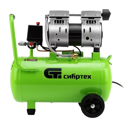Компрессор безмаслянный малошумный Сибртех МБ 1100/24,1100 Вт, 24 л, 170 л/мин 58006 купить в Надыме