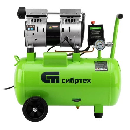 Компрессор безмаслянный малошумный Сибртех МБ 1100/24,1100 Вт, 24 л, 170 л/мин 58006 купить в Надыме