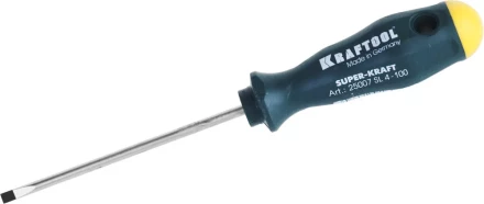 Отвертка KRAFTOOL, Cr-Mo-V закалённый стержень, двухкомпонентная противоскользящ рукоятка, SL 4,0x0,8x100мм 25007-4.0-100 купить в Надыме