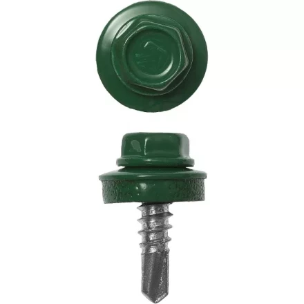 Саморезы ЗУБР "ПРОФЕССИОНАЛ" окраш., RAL 6002 зелен. лист, для крепл. кров. матер. к металл. констр., 5.5x25мм, 420шт 4-300315-55-025-6002 купить в Надыме