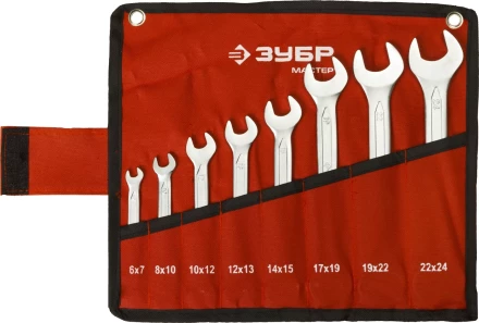Набор ЗУБР "МАСТЕР": Ключ гаечный рожковый, Cr-V сталь, хромированный, 6-24мм, 8шт 27010-H8 купить в Надыме