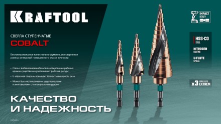 Ступенчатое сверло, сталь c кобальтом, спиральная проточка, НЕХ хвостовик 29691-4-20-9 купить в Надыме