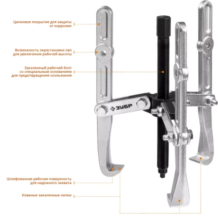 Съемники шарнирные 3-захватные с удлиненными захватами серия ПРОФЕССИОНАЛ купить в Надыме