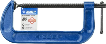 Струбцина  ЗУБР "ПРОФЕССИОНАЛ" тип "G", корпус - ковкий чугун. 200мм 32245-200_z01 купить в Надыме