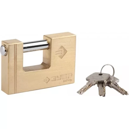 Замок ЗУБР &quot;ЭКСПЕРТ&quot; навесной, латунный корпус, П-образная форма, 90мм 37295-90 купить в Надыме