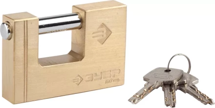 Замок ЗУБР &quot;ЭКСПЕРТ&quot; навесной, латунный корпус, П-образная форма, 90мм 37295-90 купить в Надыме