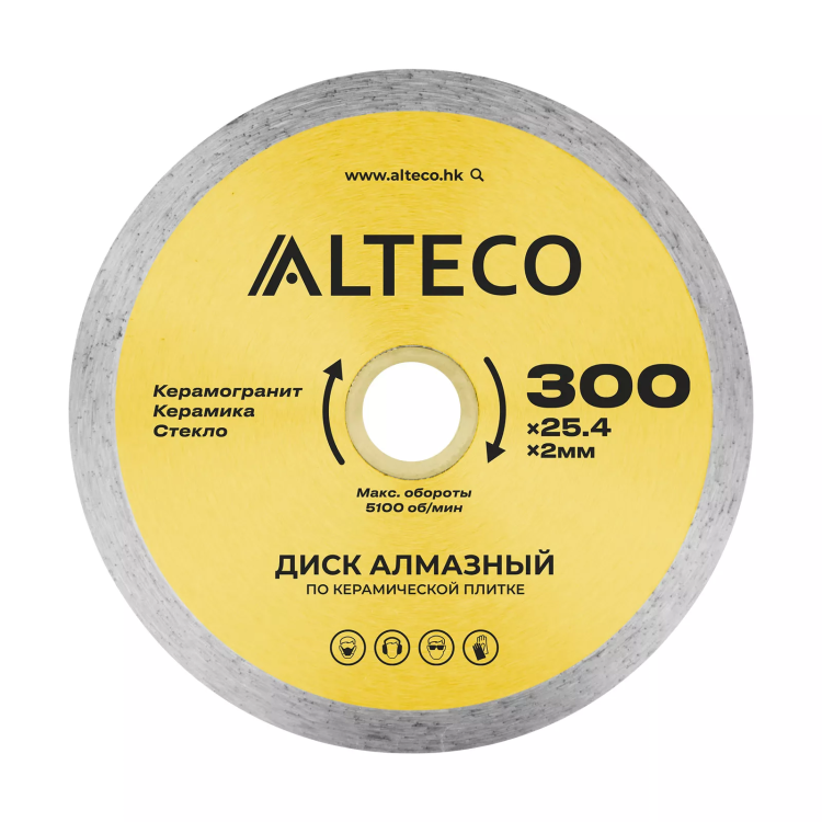 Диск алмазный по керамической плитке ALTECO 300x25.4x2 мм 66529 купить в Надыме