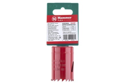 Коронка биметаллическая HAMMER Ф35х38мм 5/8&quot; BiMETALL (224-007) купить в Надыме