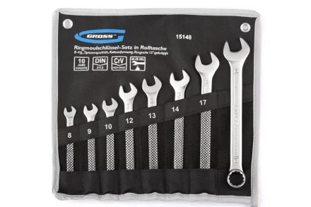 Набор ключей комбинированных 8-19 мм 8 шт CrV холодный штамп GROSS 15148 купить в Надыме