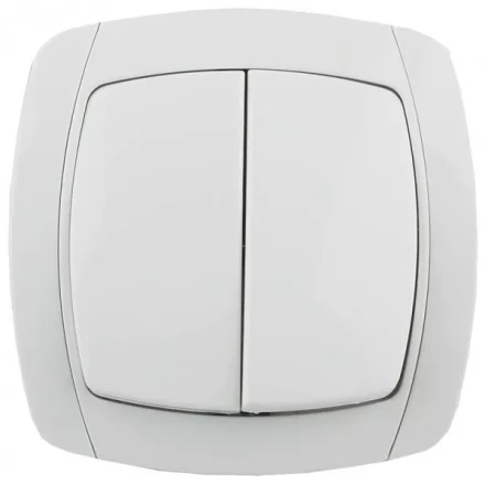 Выключатель СВЕТОЗАР "CITY LIGHT" двухклавишный в сборе, белый, 10А/~250В SV-54234-W купить в Надыме