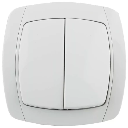 Выключатель СВЕТОЗАР "CITY LIGHT" двухклавишный в сборе, белый, 10А/~250В SV-54234-W купить в Надыме