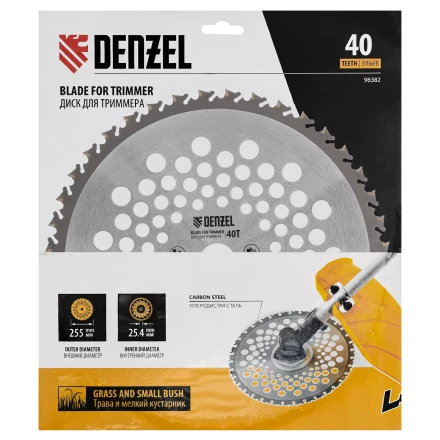 Диск для триммера Denzel 96382 , 255 х 25,4 40 зубов, Anti-Kick купить в Надыме