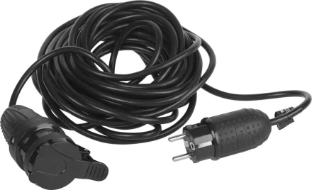 Удлинитель ЗУБР электрический, ПВС 3х1кв мм, черный, 1 гнездо, IP44, макс мощн 2200Вт, 20м 55016-20 купить в Надыме