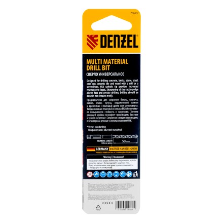 Сверло универсальное, Multi cut, 6 мм Denzel 706007 купить в Надыме