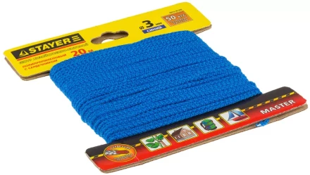 Шнур STAYER "MASTER" хозяйственно-бытовой, полипропиленовый, вязанный, с сердечником, синий, d 3, 20м 50413-03-020 купить в Надыме
