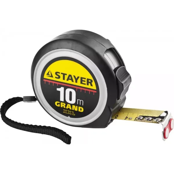Рулетка STAYER GRAND, корпус с противоскользящим напылением, упрочненное полотно, 10м/25мм 552180 купить в Надыме
