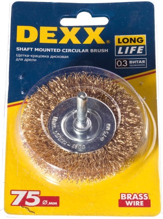 DEXX. Щетка дисковая для дрели, витая стальная латунированная проволока 0,3мм, 75мм 35110-075 купить в Надыме