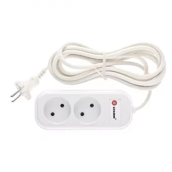 Удлинитель бытовой без заземления, 2*0,75мм*3м, 2 розетки, 6A, STERN 95721 купить в Надыме