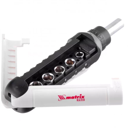 Отвертка реверсивная с набором бит и торцевых головок 15 шт CrV Matrix Pro 13343 купить в Надыме