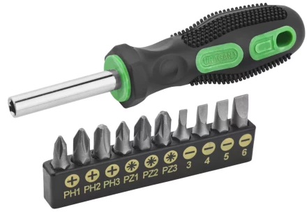 Набор URAGAN: Отвертки с двухкомпонентной рукояткой, SL3, 4, 5, 6. PH1, 2, 3, PZ: 1, 2, 3, 10 предм 25188-H10 купить в Надыме