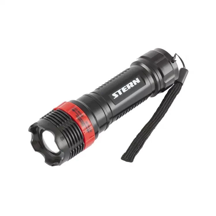 Фонарь бытовой пластик 1W LED ремешок зум 3 режима 100% - 50% - стробоскоп 3хААА Stern 90570 купить в Надыме