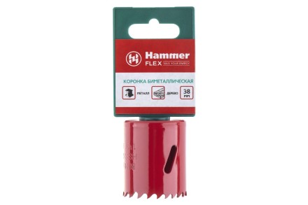Коронка биметаллическая HAMMER Ф38х38мм 5/8&quot; BiMETALL (224-008) купить в Надыме