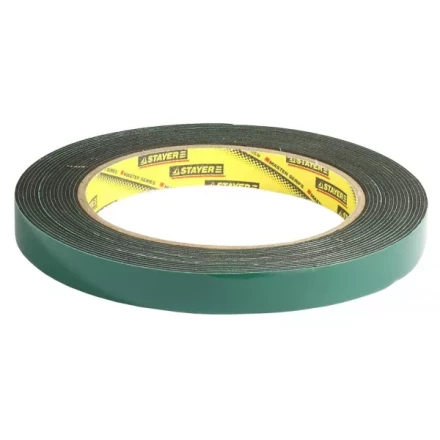 Двухсторонняя клейкая лента на вспененной основе, STAYER Professional 12233-12-05, черная, 12мм х 5м 12233-12-05 купить в Надыме