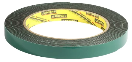 Двухсторонняя клейкая лента на вспененной основе, STAYER Professional 12233-12-05, черная, 12мм х 5м 12233-12-05 купить в Надыме