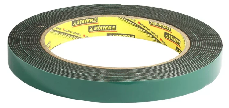 Двухсторонняя клейкая лента на вспененной основе, STAYER Professional 12233-12-05, черная, 12мм х 5м 12233-12-05 купить в Надыме